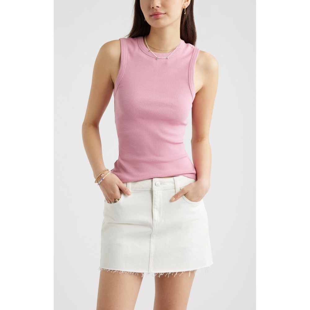 BP. Womens Pink Ribbed Tank Top Sleeveless Crew Neck RN58665 Size S